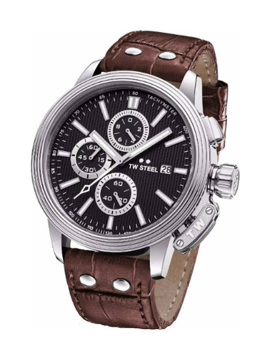 TW Steel Ceo Adesso Uhr Chronograph Batterie mit Braun Lederarmband