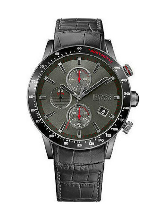 Hugo Boss Rafale Uhr Chronograph Batterie mit Schwarz Lederarmband