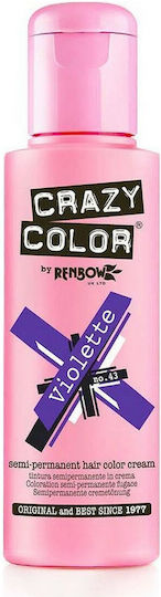 Crazy Color Semi-Permanent Προσωρινή Βαφή Μαλλιών 43 Violette 100ml 15gr