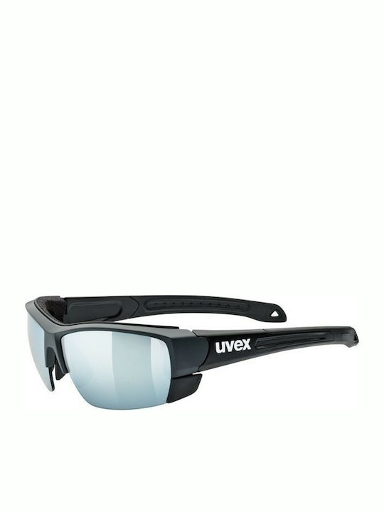 Uvex Sportstyle 309 Sonnenbrillen mit Schwarz Rahmen und Blau Spiegel Linse S5309742216