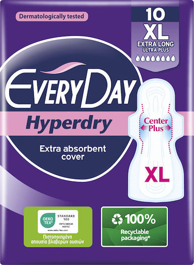 Every Day Hyperdry Extra Long Hygienepads mit Flügeln für Starke Strömung 8 Tropfen 10Stück Ultra Plus