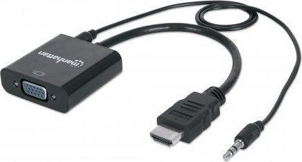 Manhattan HDMI to VGA Converter 3.5mm / HDMI Male to VGA Female 1 Piece
