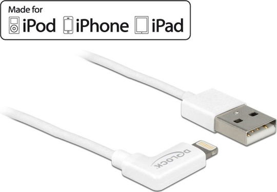 DeLock Angle (90°) USB to Lightning Cable Λευκό 1m (83768)