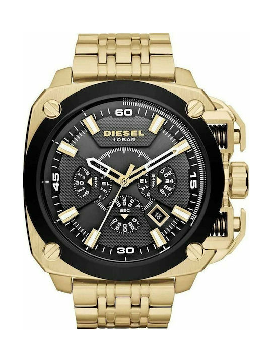 Diesel Bamf Chronograph Watch Chronograph Battery with Gold Metal Bracelet