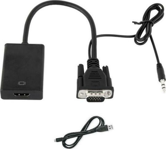 Μετατροπέας 3.5mm / VGA male σε HDMI female 1τμχ PC-0351