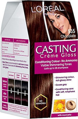 L'Oreal Paris Casting Creme Gloss Set Vopsea de Păr fără amoniac 535 Ciocolată 48ml