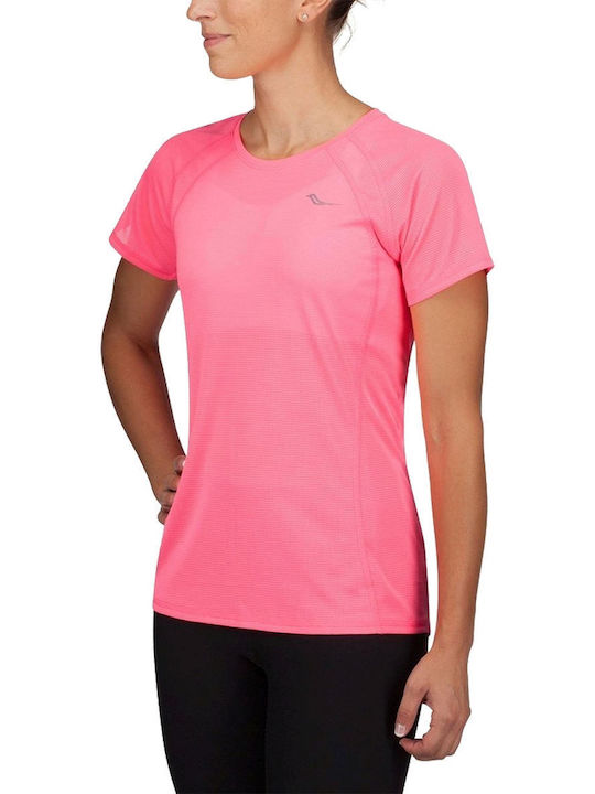 Saucony Sa81538 Hydralite Short Damen Sportlich T-shirt Schnell trocknend Polka Dot Rosa