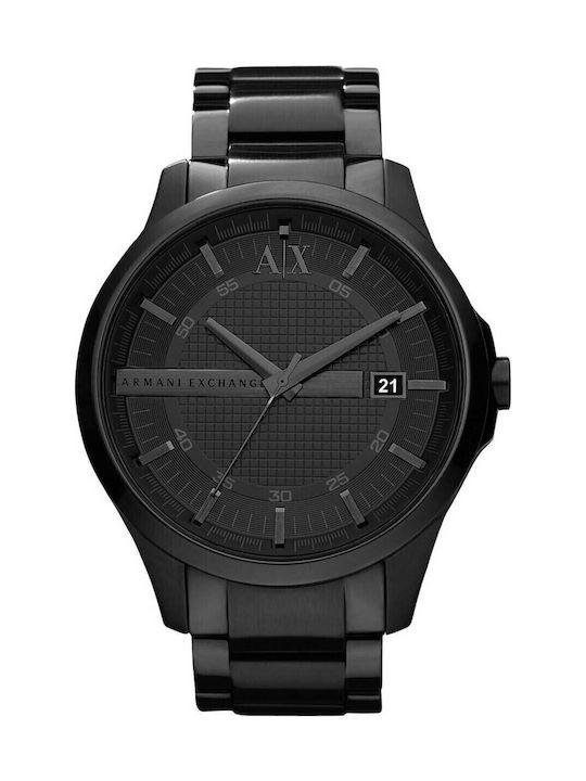 Armani Exchange Herrenuhren 46mm Batterie mit Schwarz Rostfreien Stahl Armband
