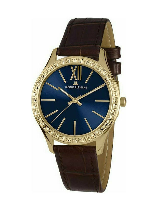 Jacques Lemans Rome Watch with Brown Leather Strap