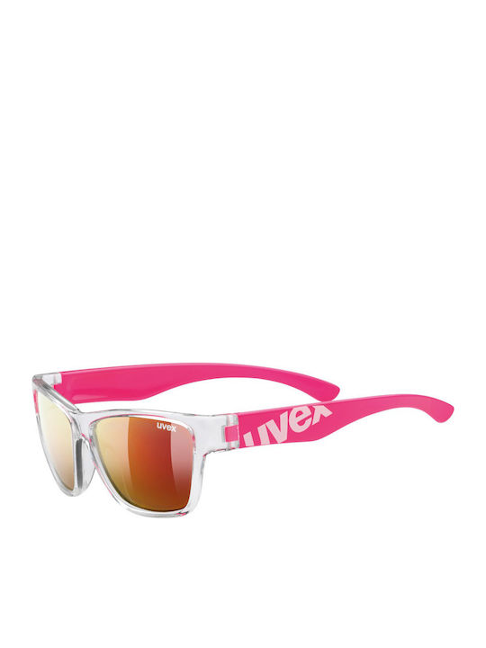 Uvex Sportstyle 508 Clear Pink Άθραυστα Τετράγωνα Παιδικά Γυαλιά Ηλίου με Καθρέφτη Φακό Διάφανα