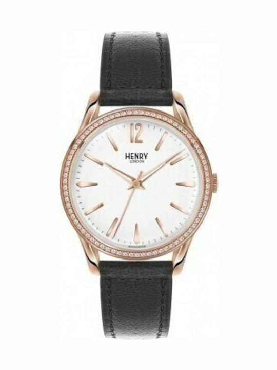 Henry London Richmont Γυναικείο Ρολόι 39mm Μπαταρίας με Μαύρο Δερμάτινο Λουράκι