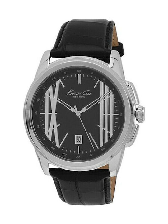 Kenneth Cole Ανδρικό Ρολόι 42mm Μπαταρίας με Μαύρο Δερμάτινο Λουράκι