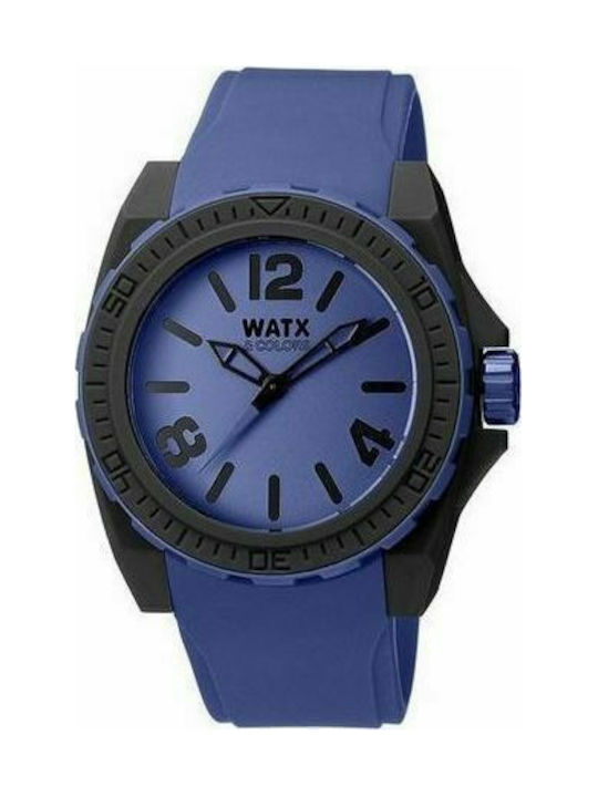 WATX & CO Uhr Batterie mit Blau / Blau Kautschukarmband RWA1804