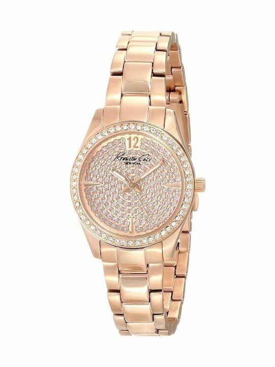 Kenneth Cole Γυναικείο Ρολόι 28mm Μπαταρίας με Ροζ Χρυσό Μεταλλικό Μπρασελέ
