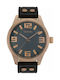 Oozoo Timepieces Watch Battery with Black Leather Strap