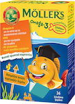 Moller's Omega 3 Fischöl Geeignet für Kinder 36 Geleebohnen Orange Zitrone