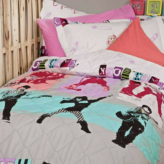Palamaiki Set Pătură pentru copii Single cu Fășii de pernă Camp Rock Multicolor 170x250buc