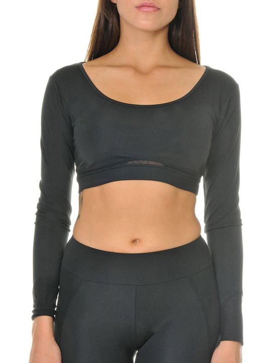BodyTalk 162-908224 Women's Athletic Blouse Long Sleeve Black