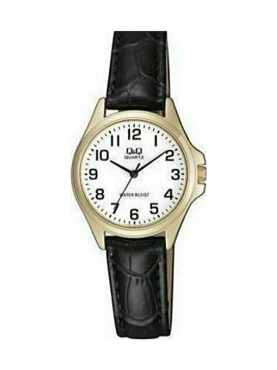 Q&Q Watch with Black Leather Strap