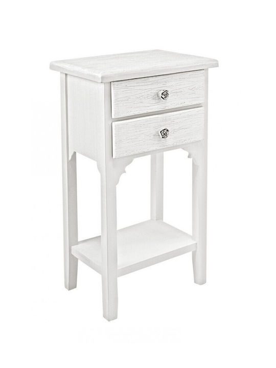 Blanc Rectangular Wooden Side Table White L37xW26.5xH69.5cm