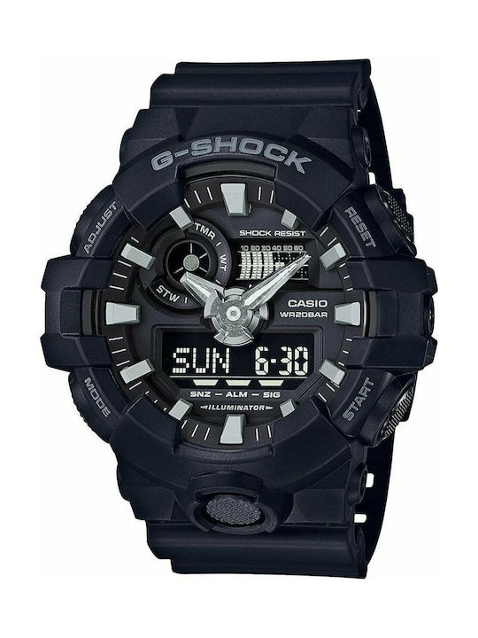 Casio G-Shock Αναλογικό/Ψηφιακό Ρολόι Χρονογράφος Μπαταρίας με Καουτσούκ Λουράκι σε Μαύρο χρώμα