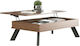 Νο 12 Rectangular Wooden Coffee Table with Lift Top Walnut L119xW66xH41cm
