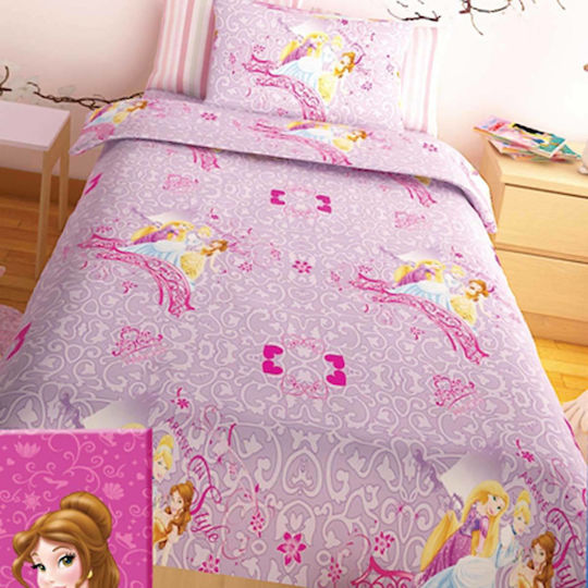 Disney Σετ Σεντόνια Μονά Βαμβακερά Princess Lilac 2τμχ Λιλά 160x250cm 2τμχ