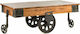 Square Central Coffee Table 720-1157 made of Solid Wood with Wheels Beige M135xL65xH45cm