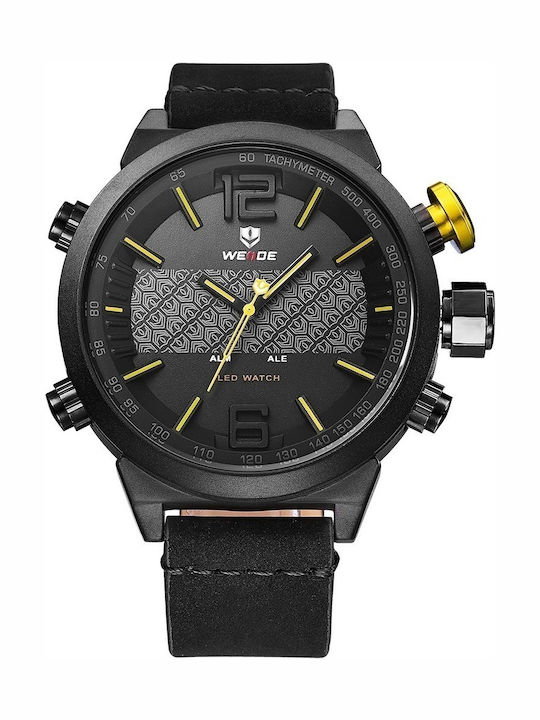 Weide Men's Watch 50mm Battery with Black Leath...