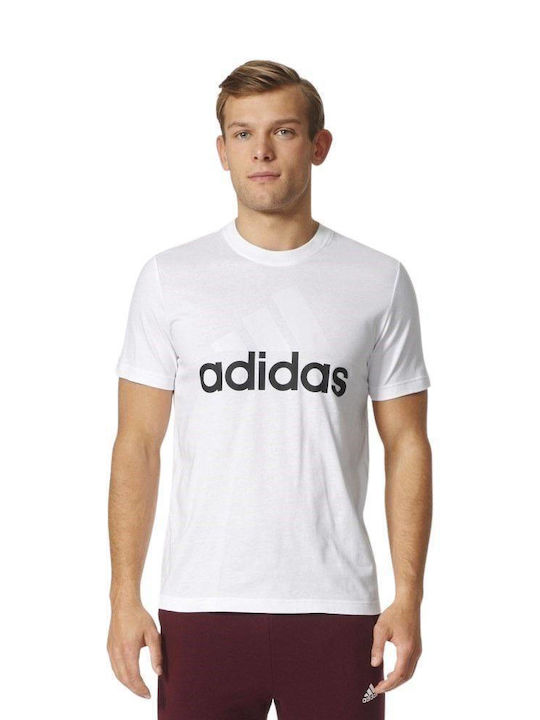 Adidas Ess Linear Αθλητικό Ανδρικό T-shirt Λευκό Με Λογότυπο