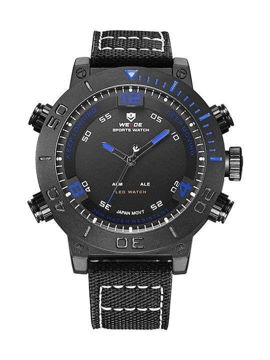 Weide Herrenuhr 50mm Batterie mit Schwarz Stoff...