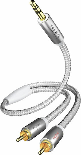 Inakustik Inakustik 3.5mm Male to RCA Male Audio Cable White 5m with Gold Plated Terminals