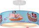 Aca Kids Fabric Chandelier Mount Ceiling Light E14 Pirates Blue 40W 40x28cm