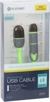 Platinet Flat USB to Lightning/micro USB Cable Πράσινο 1m (PL42872)