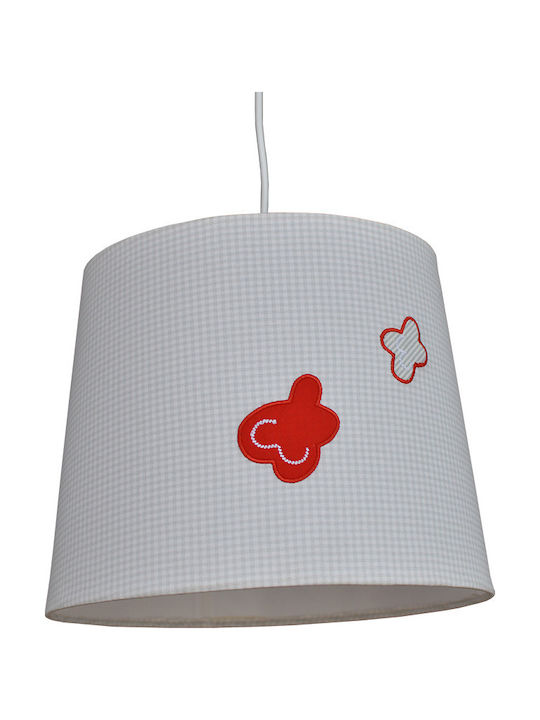 Bebe Stars Happy Cow Single Bulb Kids Lighting Pendant of Fabric 23W with Drive Size E27 In White Colour