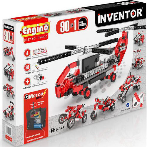 Engino Пластмасова Конструктивна Игра Inventor 90 in 1 Models Motorized Set за Деца 7+ години+ Години