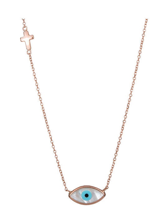 Women's rose gold necklace with eye and cross K14 024619 024619 024619 Gold 14 Karat