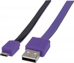 Manhattan 391368 Flat USB 2.0 σε micro USB 1m Μωβ