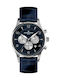 Jacques Lemans London Uhr Chronograph Batterie mit Blau Lederarmband