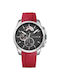 Tommy Hilfiger Decker Uhr Chronograph Batterie mit Rot Kautschukarmband