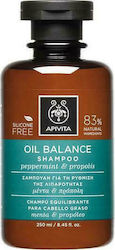Apivita Oil Balance Peppermint & Propolis Шампоан Дълбоко почистване за Мазнинест коса 1x250мл