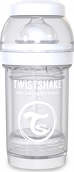 Twistshake Sticlă de Plastic pentru Bebeluși Diamond Anti-Colici cu Tetină de Silicon pentru 0+, 0+ m, luni Pastel White 180ml 1buc