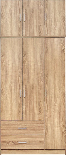 Triple Door Wardrobe with Loft Sonama 89.2x42x241cm