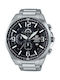 Casio Edifice Watch Chronograph Battery with Silver Metal Bracelet