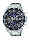 Casio Edifice Ανδρικό Ρολόι 49mm Χρονογράφος Μπαταρίας με Ασημί Μεταλλικό Μπρασελέ