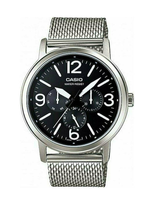 Casio Watch Chronograph Battery with Silver Metal Bracelet MTP-1338D-1B1DF