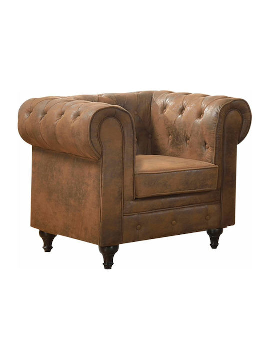Chesterfield Leather Armchair Brown 110x82x77cm