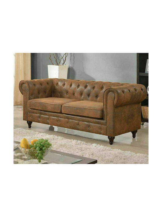 Chesterfield Τριθέσιος Καναπές Antique Καφέ Cam...