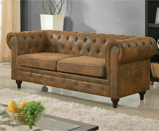 Woodwell Chesterfield Dreisitzer Sofa Antiquit Braun Camel 190x82x77cm E942,3