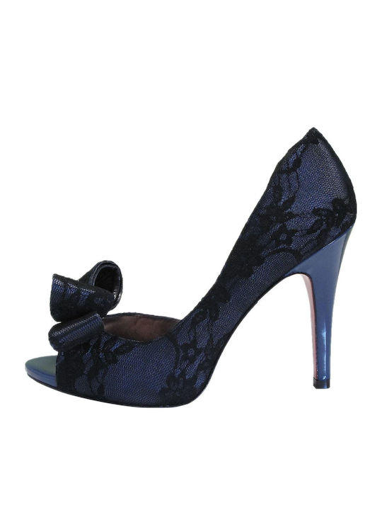 Paris Hilton Peep Toe Stiletto Navy Blue High Heels Senorita Navy